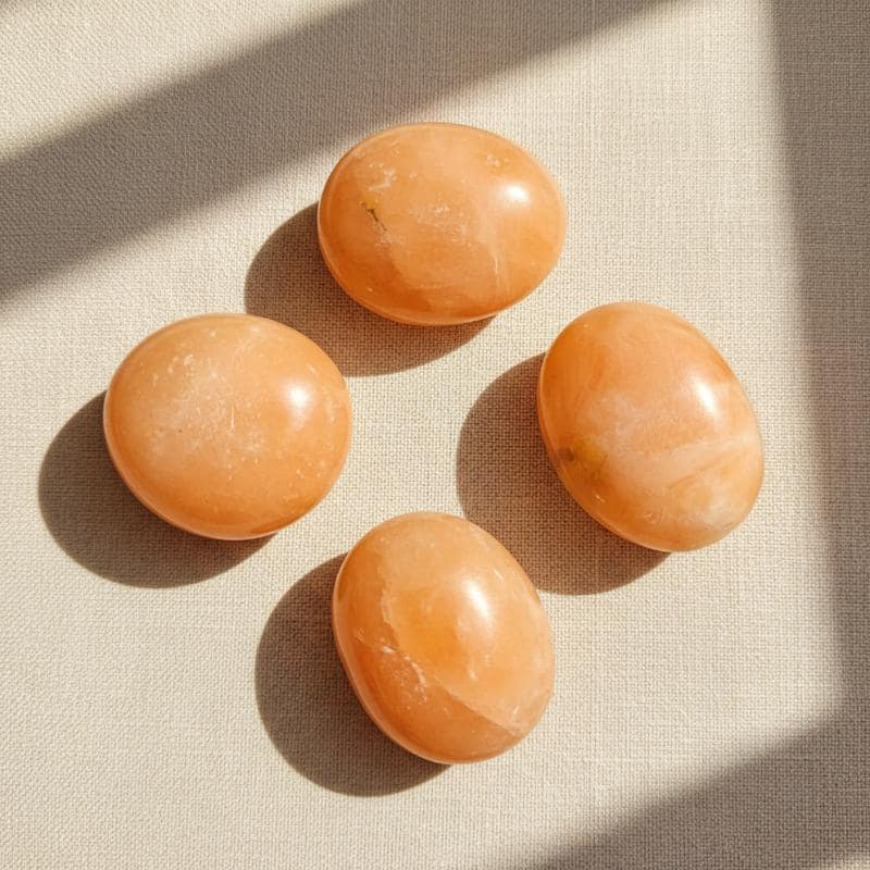 Orange Calcite Palm Stone from Madagascar High Vibe Joy