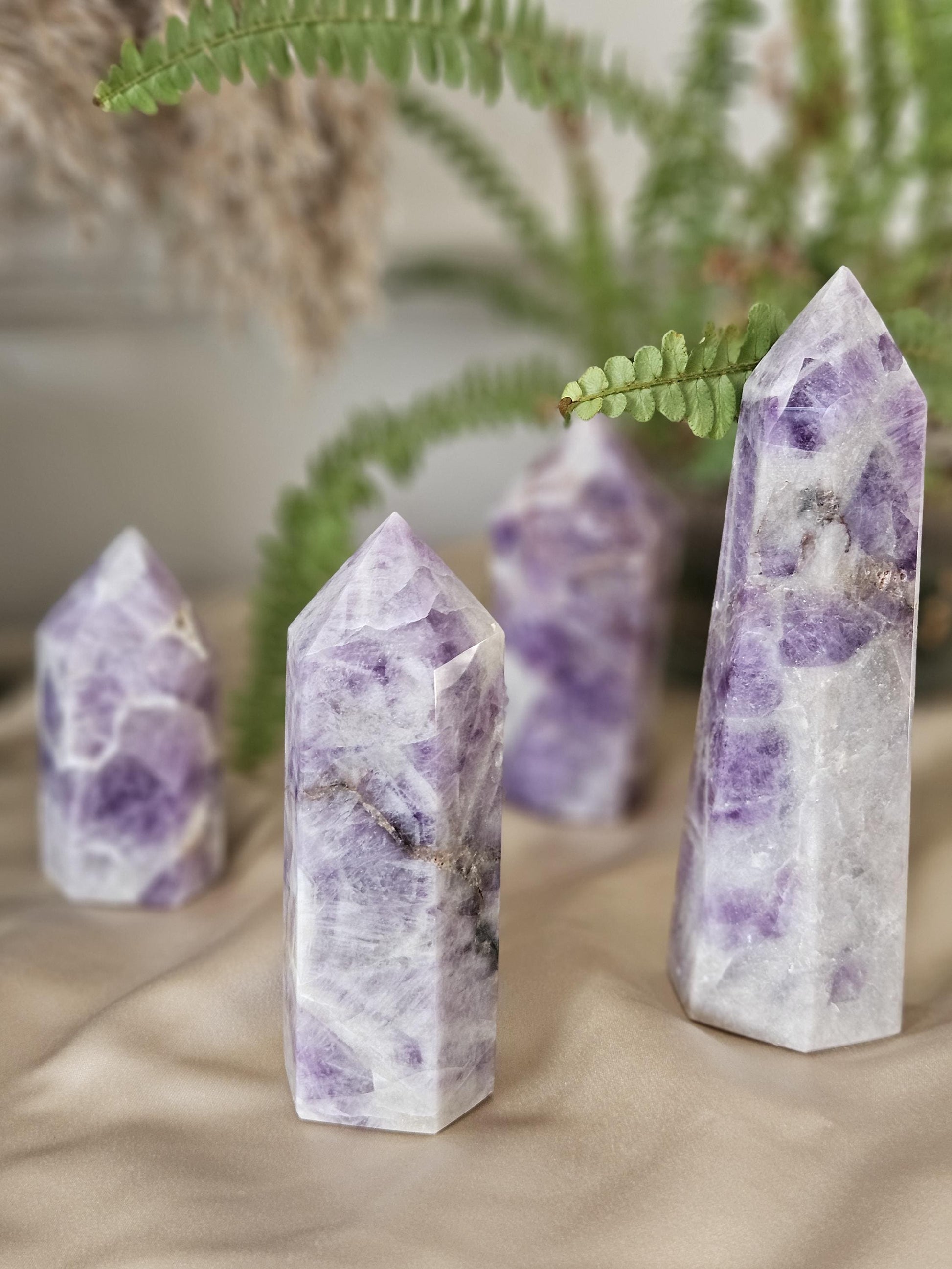 Amethyst Crystal Tower polished point purple stone shelf home décor st