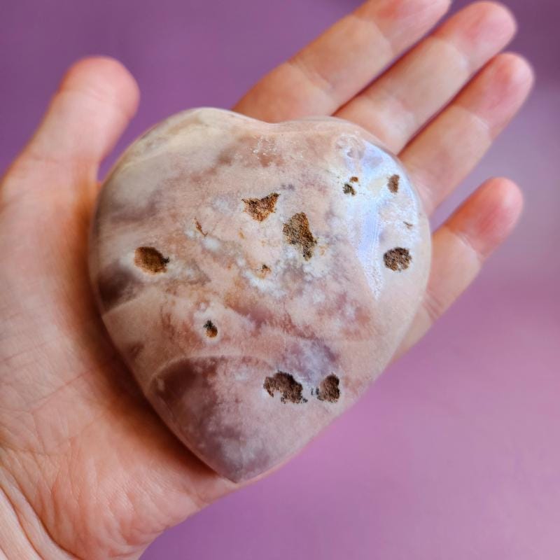 Pink amethyst polished heart crystal carving decor love stone heart gi