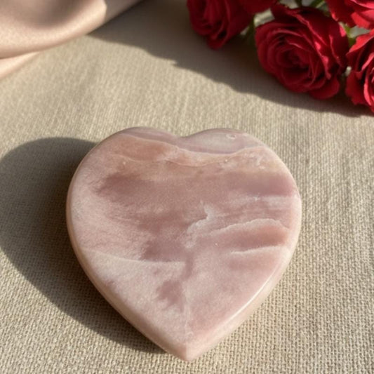 Pink amethyst polished heart crystal carving decor love stone heart gi