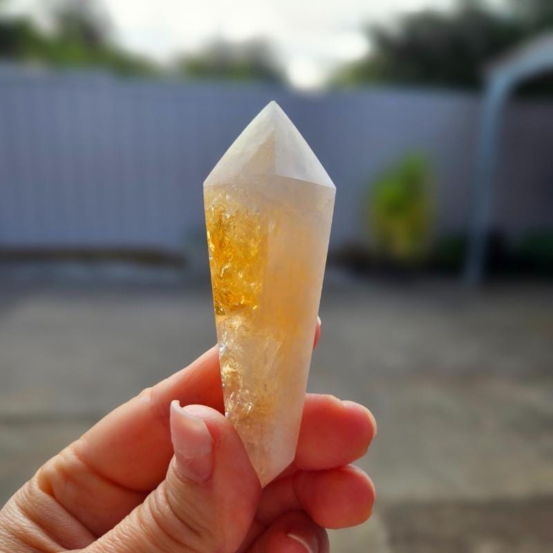 Citrine Double Terminated Point Brazil Heated Amethyst Crystal Wand 8–