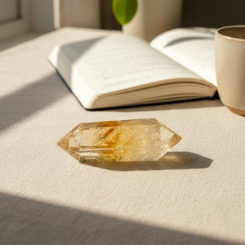 Citrine Double Terminated Point Brazil Heated Amethyst Crystal Wand 8–