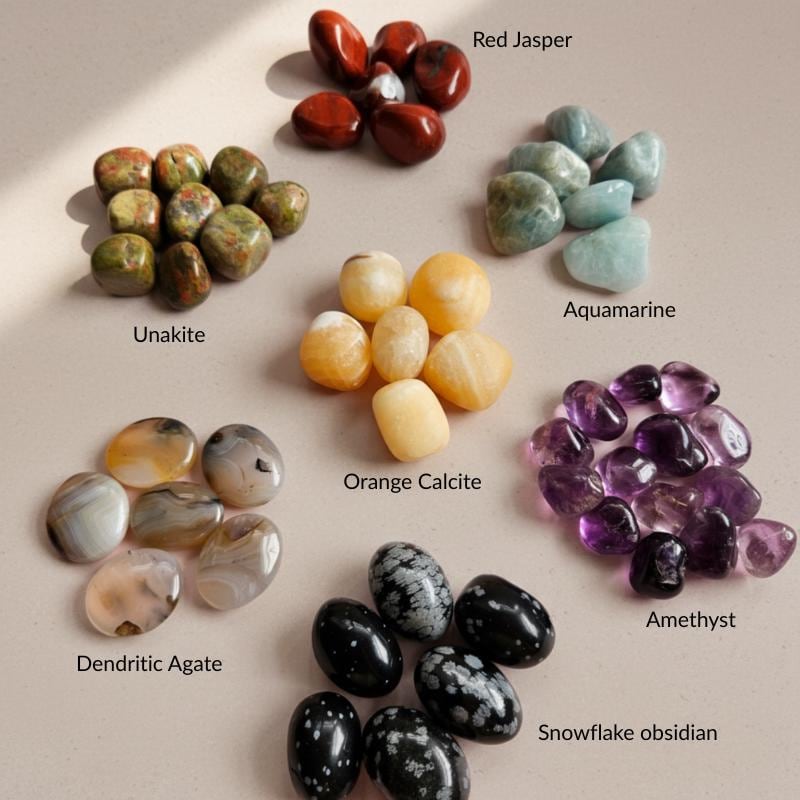 Tumbled Crystal Stones Gift Set Polished Natural Gemstones Pocket Ston