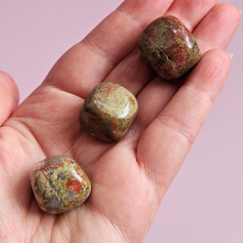 Unakite Tumbled Stone Polished Natural Crystal Pocket Gemstone Healing