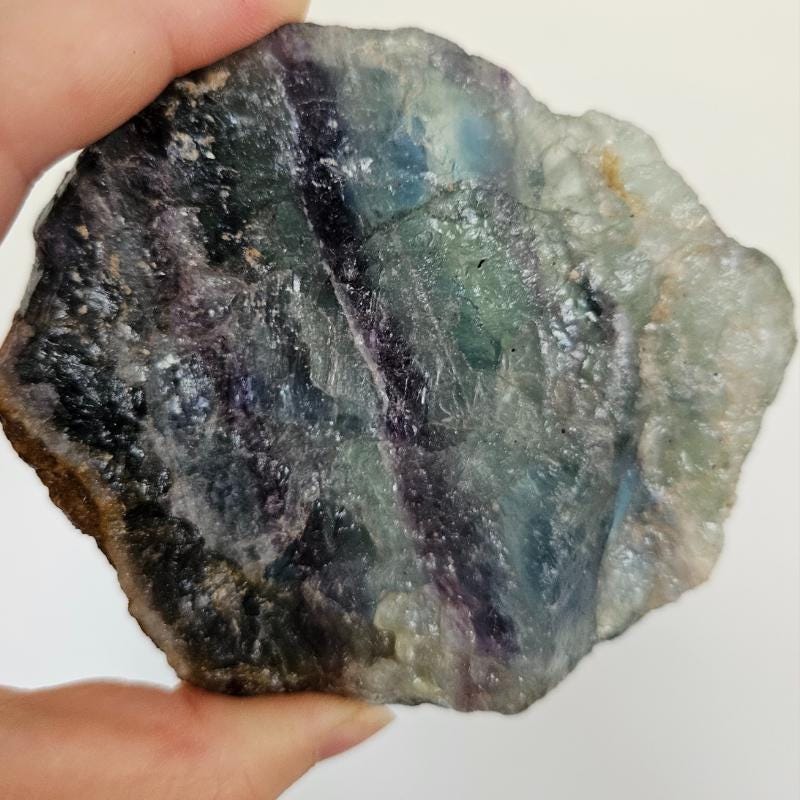 Rainbow Fluorite Crystal Display Spiritual Gifts Raw Fluorite Slab Hea
