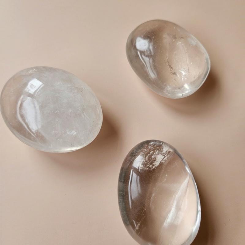 Clear quartz palmstone natural crystal worry stone polished meditation