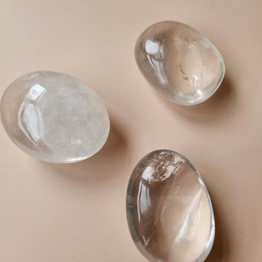 Clear quartz palmstone natural crystal worry stone polished meditation