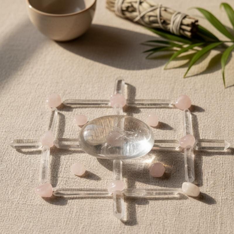 Clear quartz palmstone natural crystal worry stone polished meditation