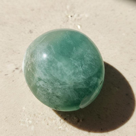 Green fluorite palmstone polished natural crystal 6cm calming pocket s