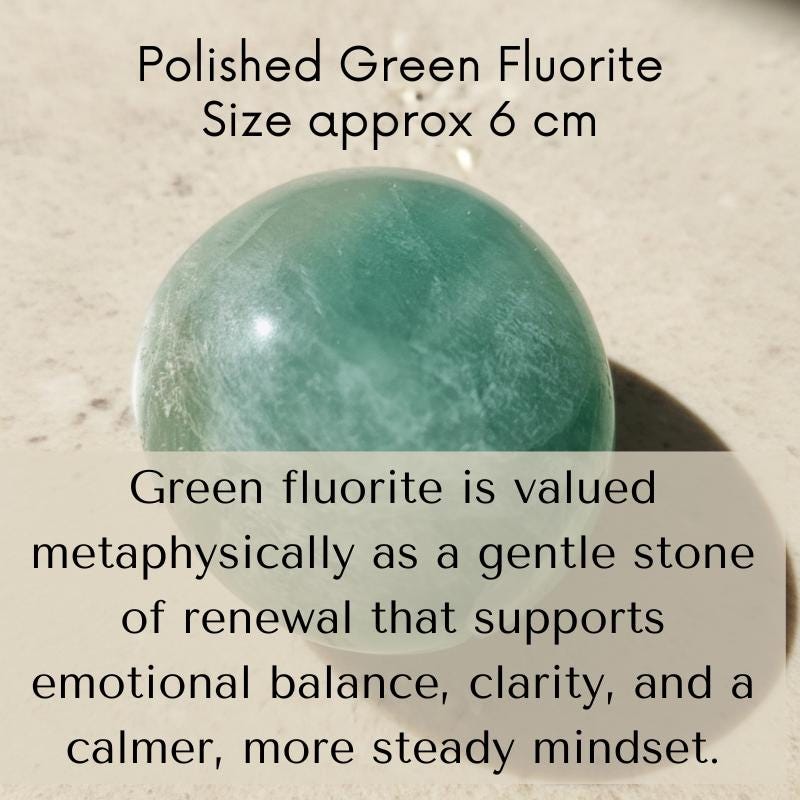 Green fluorite palmstone polished natural crystal 6cm calming pocket s