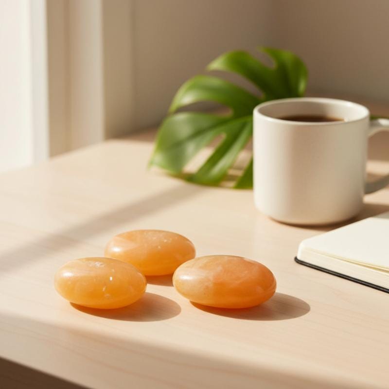 Orange Calcite Palm Stone from Madagascar High Vibe Joy