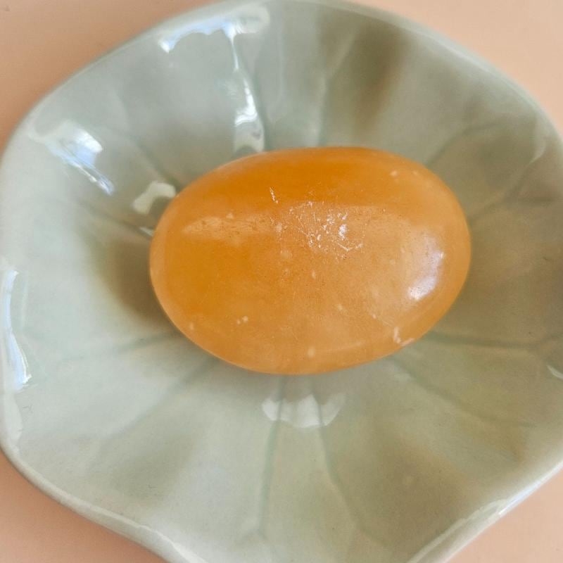 Orange Calcite Palm Stone from Madagascar High Vibe Joy