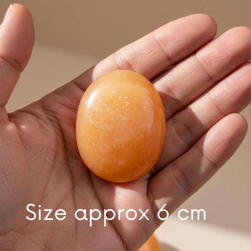 Orange Calcite Palm Stone from Madagascar High Vibe Joy
