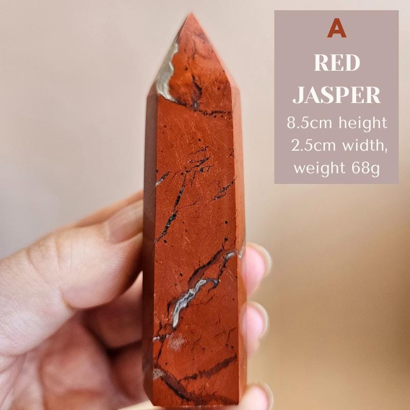 Crystal Tower Point Polished Gemstone Obelisk red jasper tiger’s eye f
