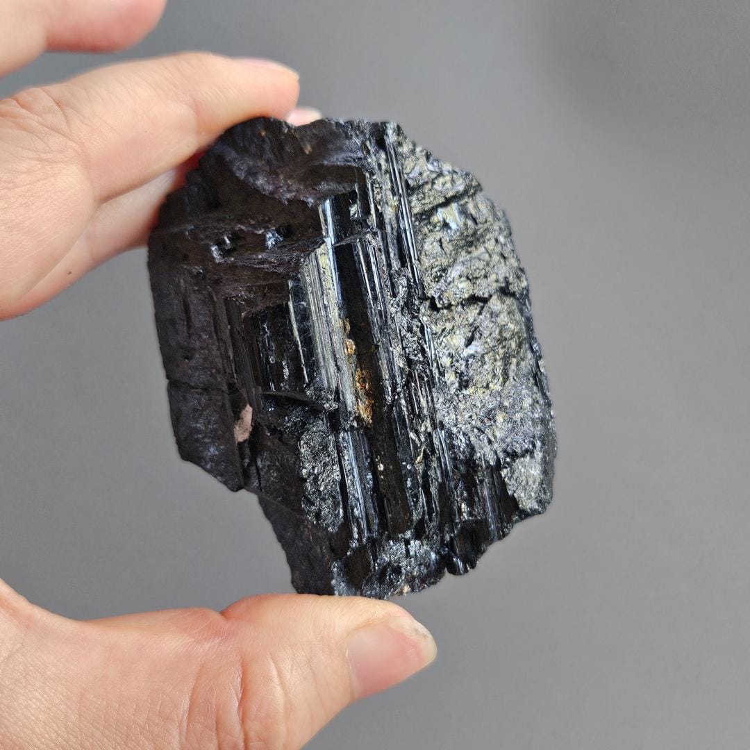 Raw Black Tourmaline crystal chunk collection natural grounding stone 