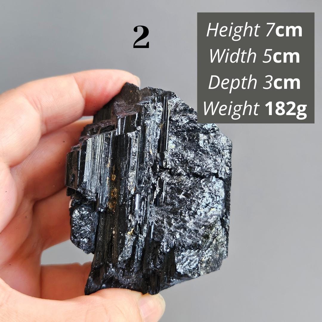 Raw Black Tourmaline crystal chunk collection natural grounding stone 