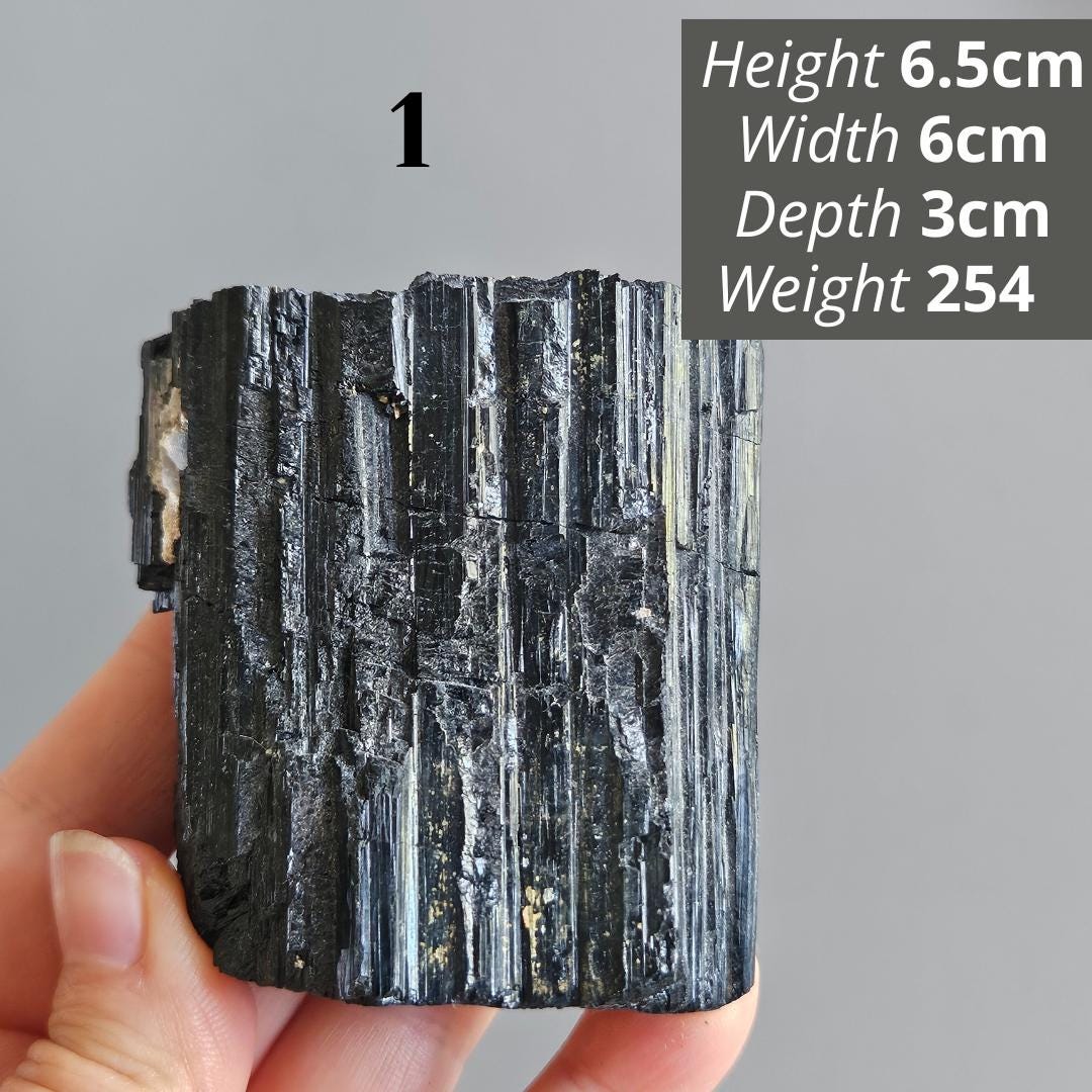 Raw Black Tourmaline crystal chunk collection natural grounding stone 