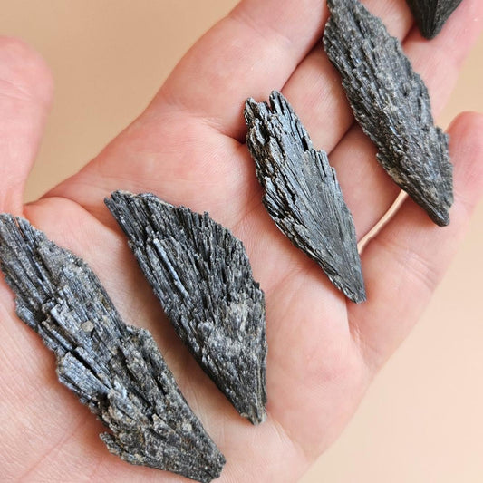 Black Kyanite Rough Mini Blade Natural Protection Stone Raw Kyanite Fan Crystal for Grids Meditation Altar healing crystal