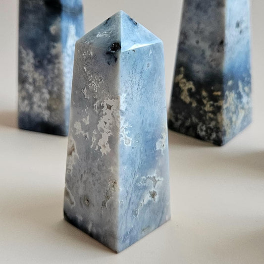 Crystal Tower Blue Plume Agate Witchy Home Decor Crystal Gifts Agate O