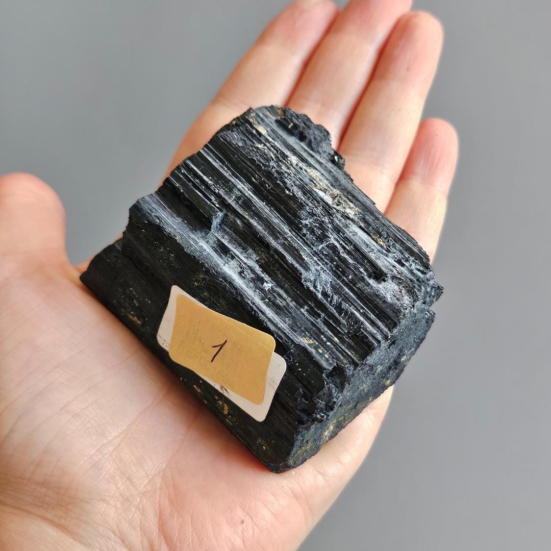 Raw Black Tourmaline crystal chunk collection natural grounding stone 
