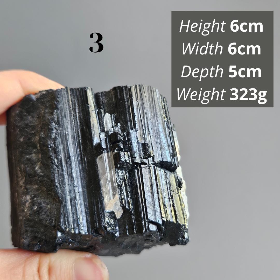 Raw Black Tourmaline crystal chunk collection natural grounding stone 