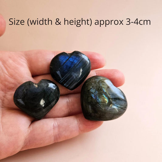 Labradorite Heart Crystal Palm Stone Small Pocket Healing Crystal spir