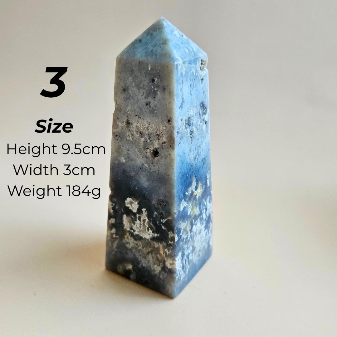 Crystal Tower Blue Plume Agate Witchy Home Decor Crystal Gifts Agate O