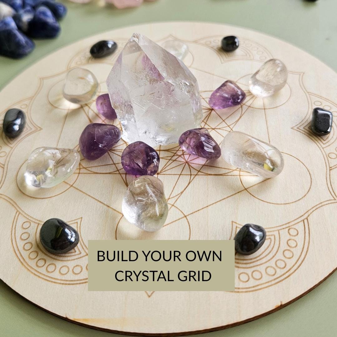 Crystal Grid Kit Metatron Cube Crystal Grid Wooden Crystal Grid Board 
