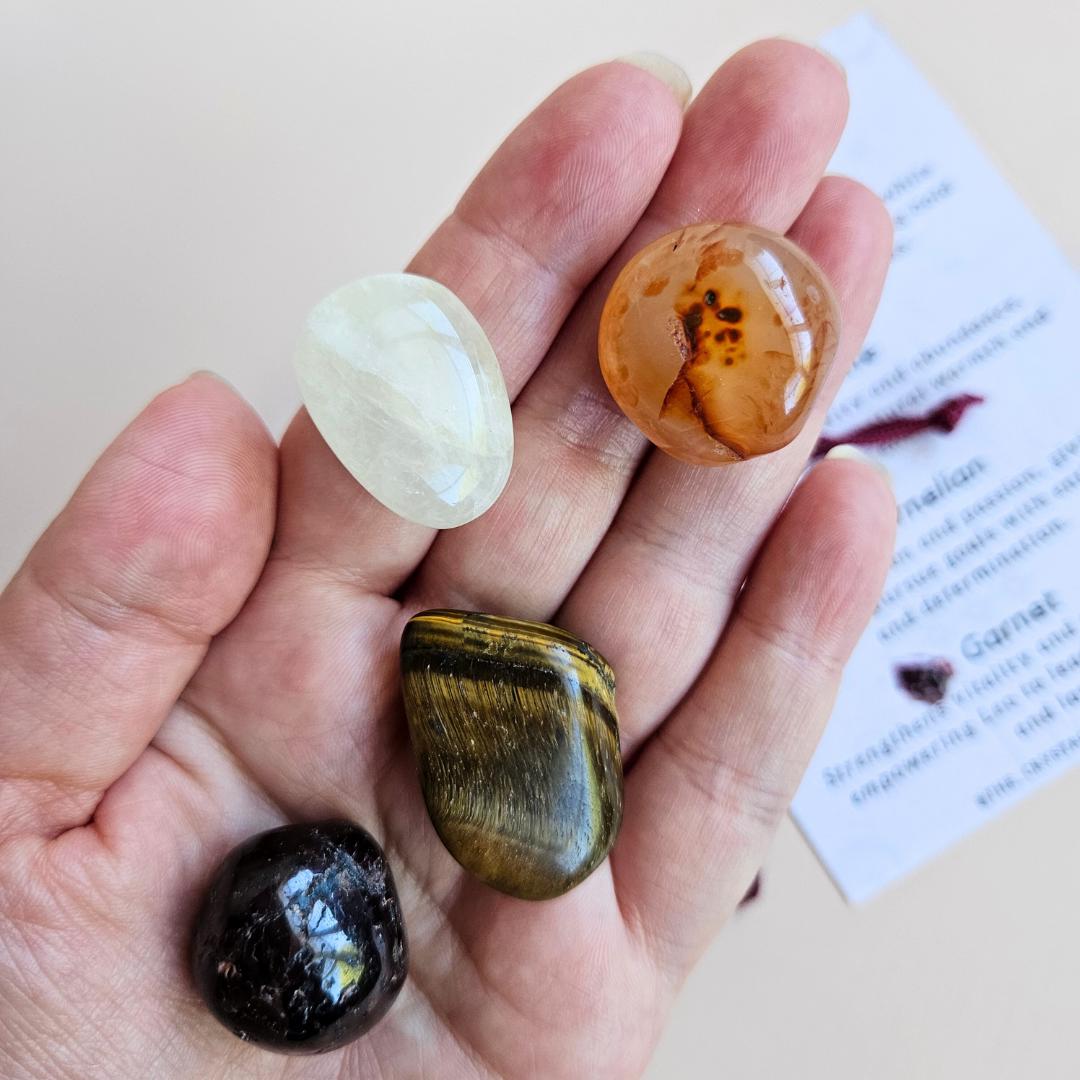 Zodiac Crystal Bundle Leo crystal Kit Tiger Eye Citrine Carnelian Garn