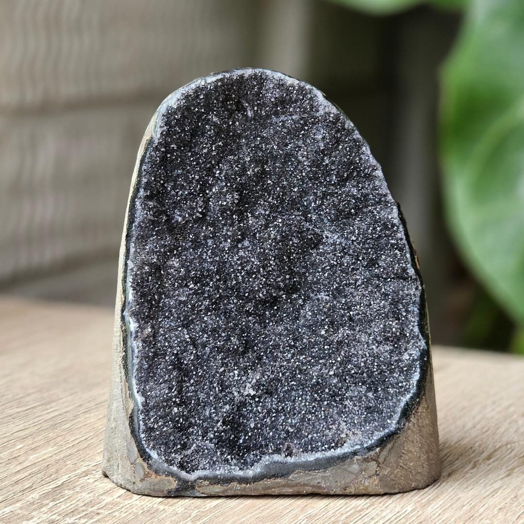 Black Amethyst Crystal gift Geode Sparkling Druzy Uruguay Modern Decor