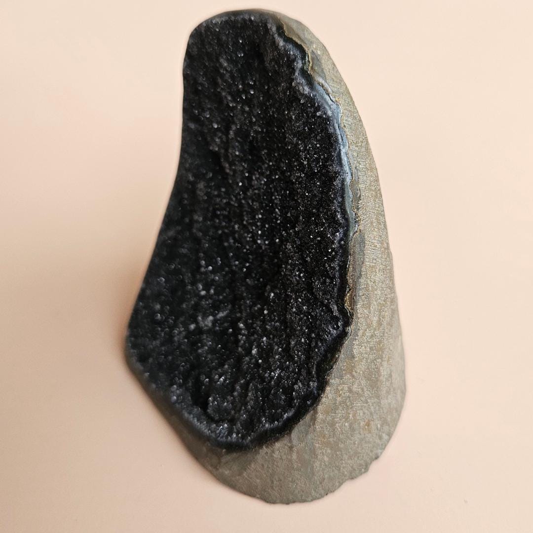 Amethyst Healing Crystal Black Geode Uruguay Cut Base Dark Amethyst Gi