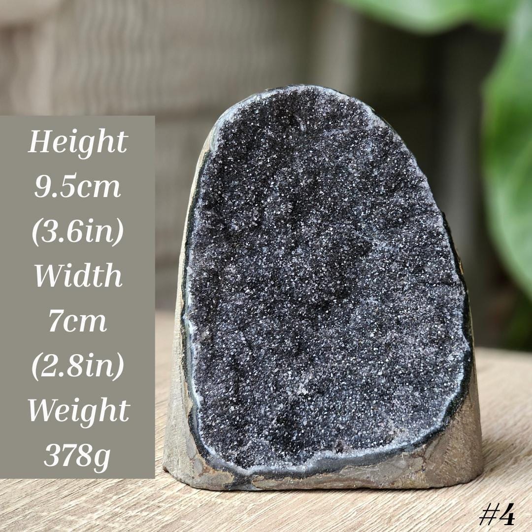 Amethyst Healing Crystal Black Geode Uruguay Cut Base Dark Amethyst Gi