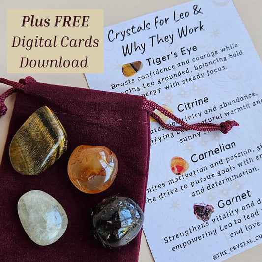 Zodiac Crystal Bundle Leo crystal Kit Tiger Eye Citrine Carnelian Garn