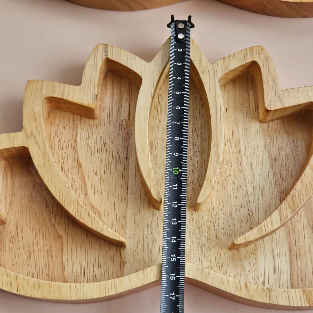 Wooden Crystal Display Tray Large Lotus Organizer for Tumbled Stones J