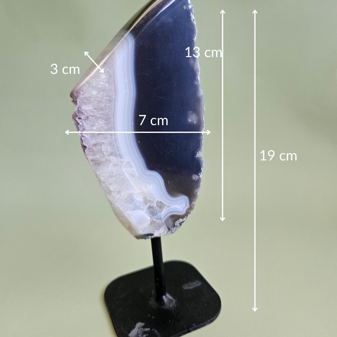 Agate geode slice banded with amethyst agate polished crystal specimen