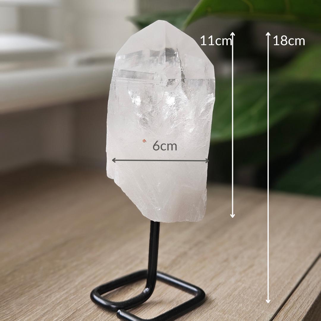 Clear Quartz Point on Stand Home Decor Raw Crystal Display Natural Qua
