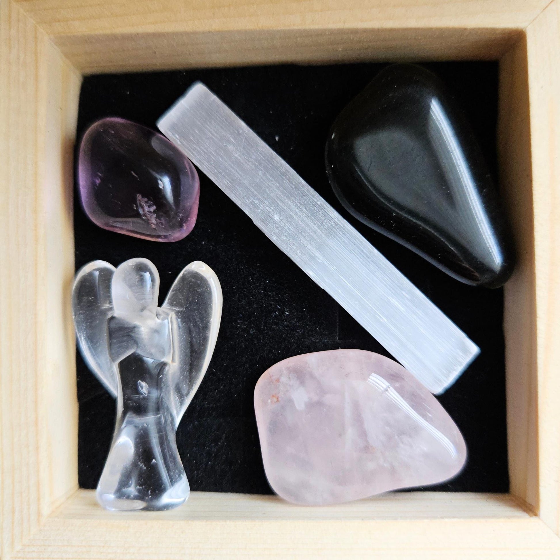 Guardian Angel Crystal Gift Box Clear Quartz Angel Rose Quartz Amethys