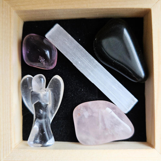 Guardian Angel Crystal Gift Box Clear Quartz Angel Rose Quartz Amethys