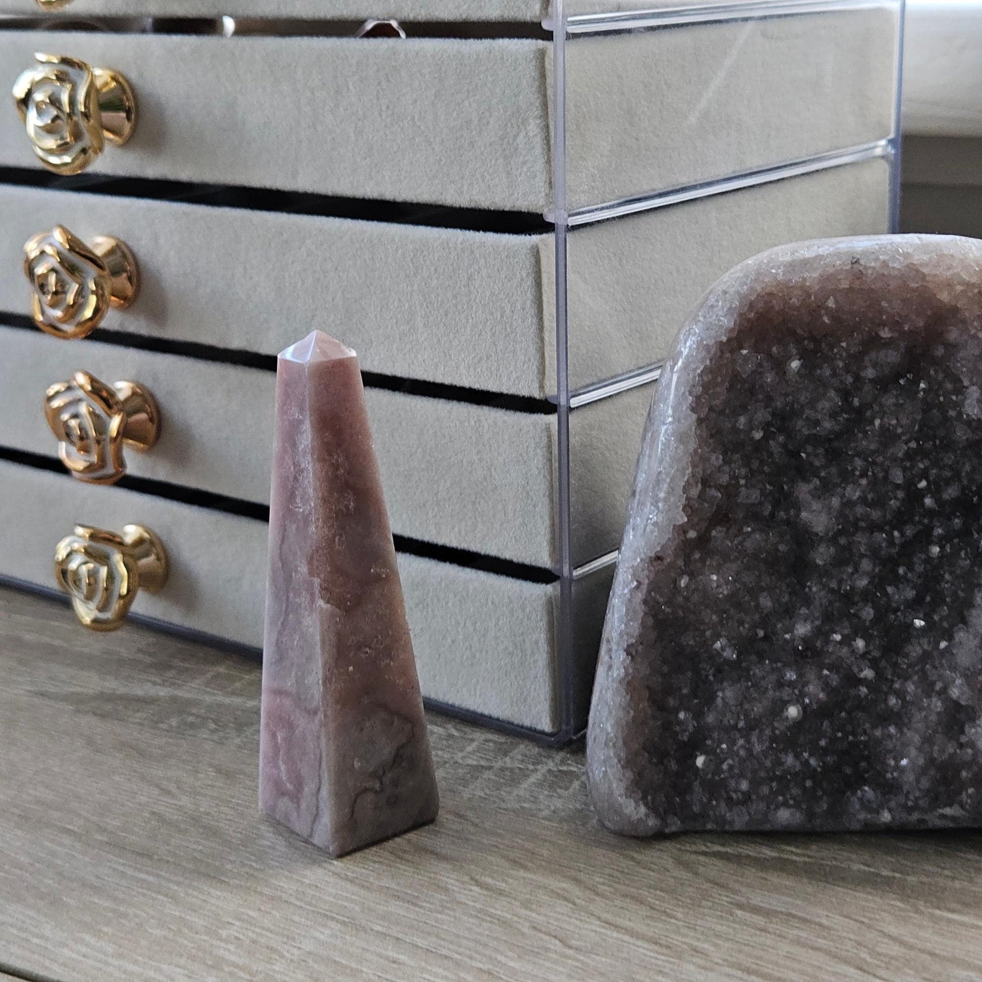 Pink Amethyst Tower Point Crystal Brazil Natural Gemstone Healing Crys