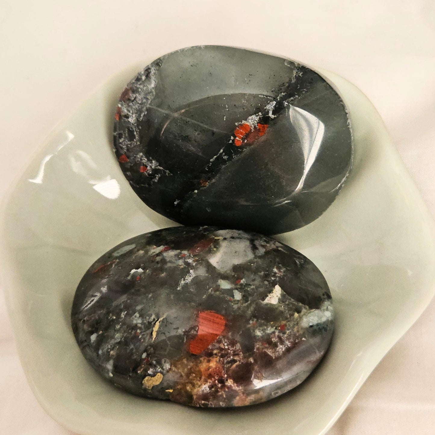 Bloodstone Palm Stone African Crystal Meditation Stone Gift for Her Wi