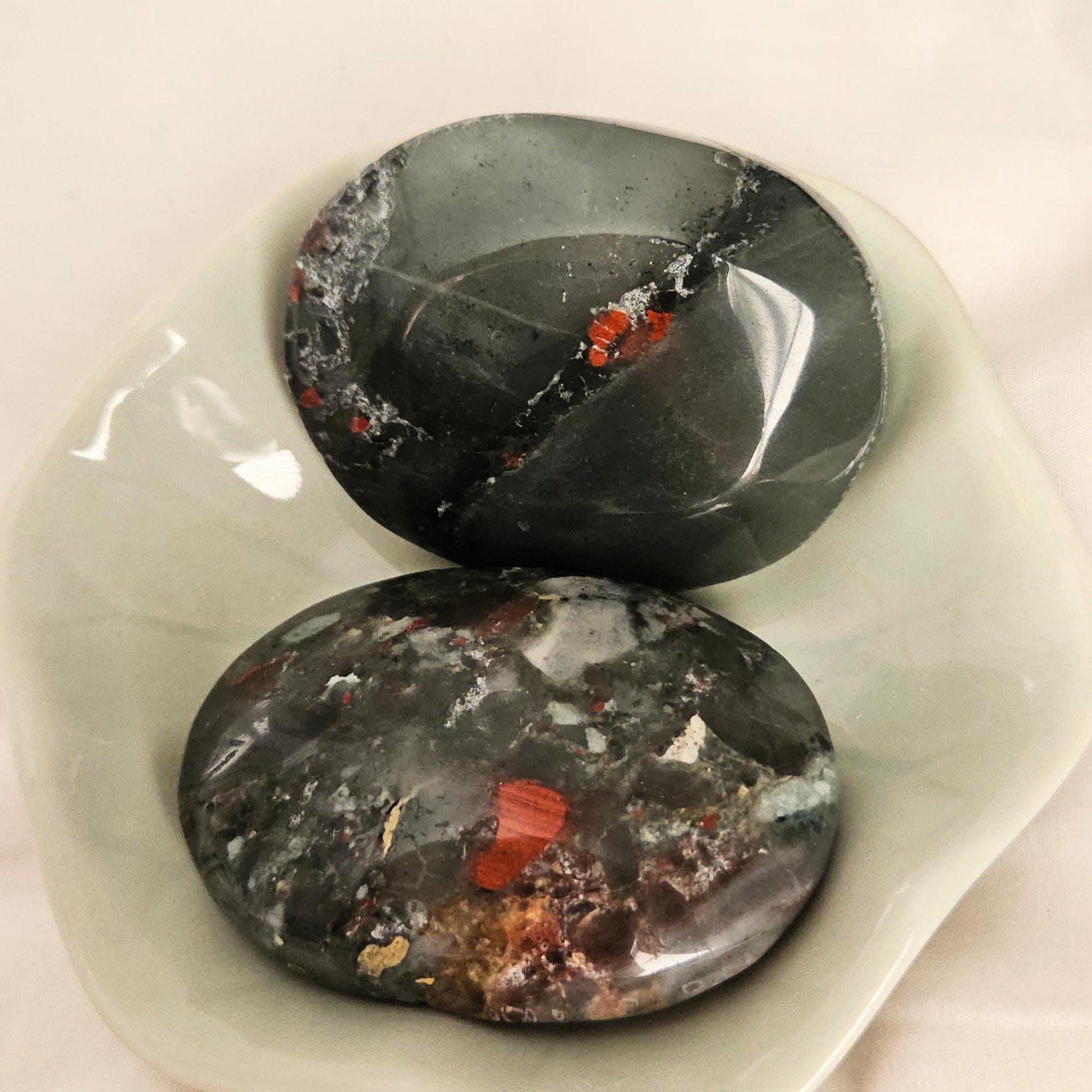 Bloodstone Palm Stone African Crystal Meditation Stone Gift for Her Wi