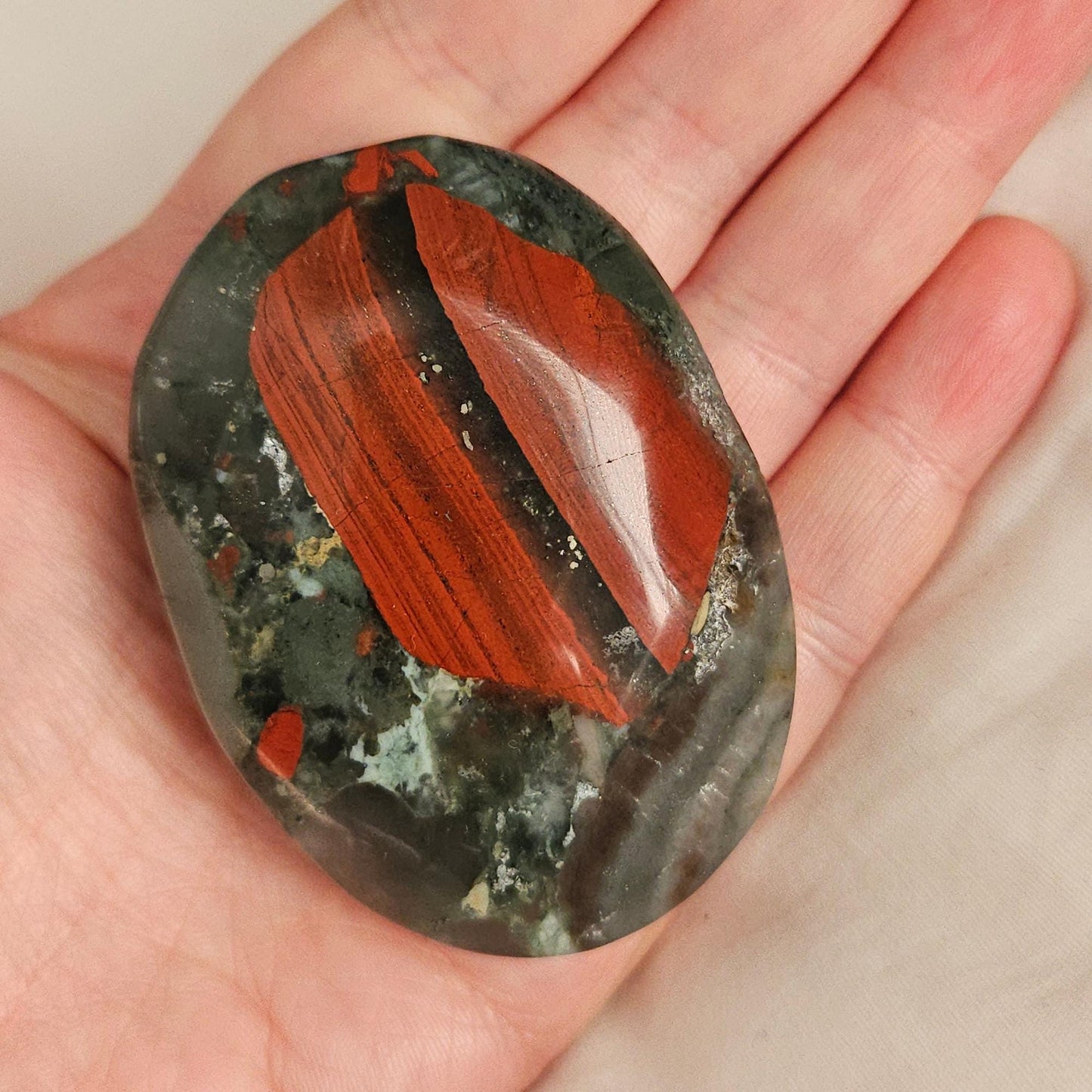 Bloodstone Palm Stone African Crystal Meditation Stone Gift for Her Wi