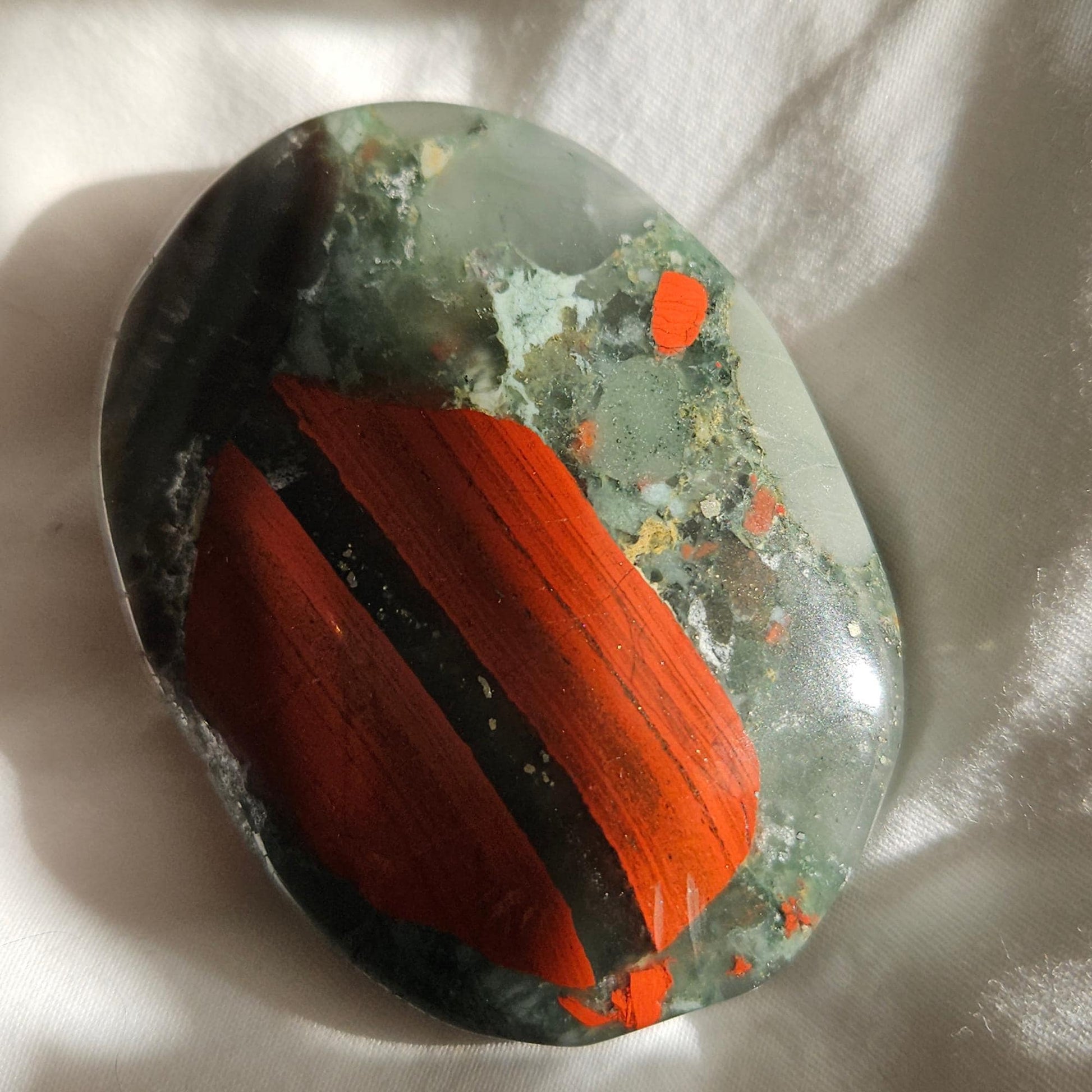 Bloodstone Palm Stone African Crystal Meditation Stone Gift for Her Wi