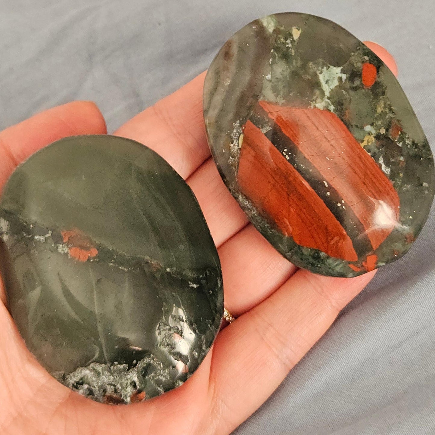 Bloodstone Palm Stone African Crystal Meditation Stone Gift for Her Wi