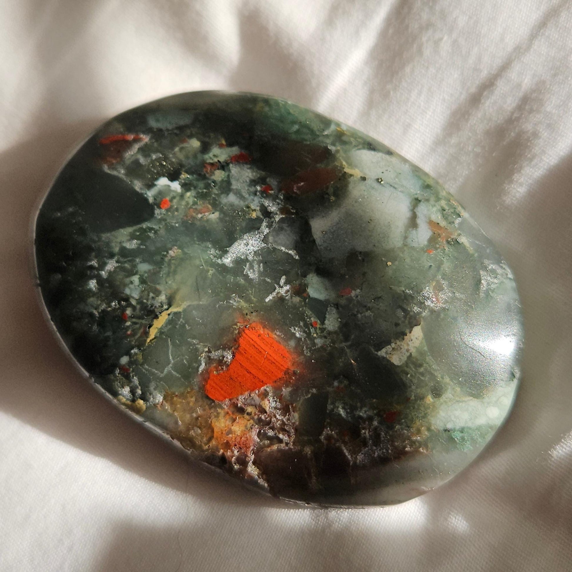 Bloodstone Palm Stone African Crystal Meditation Stone Gift for Her Wi