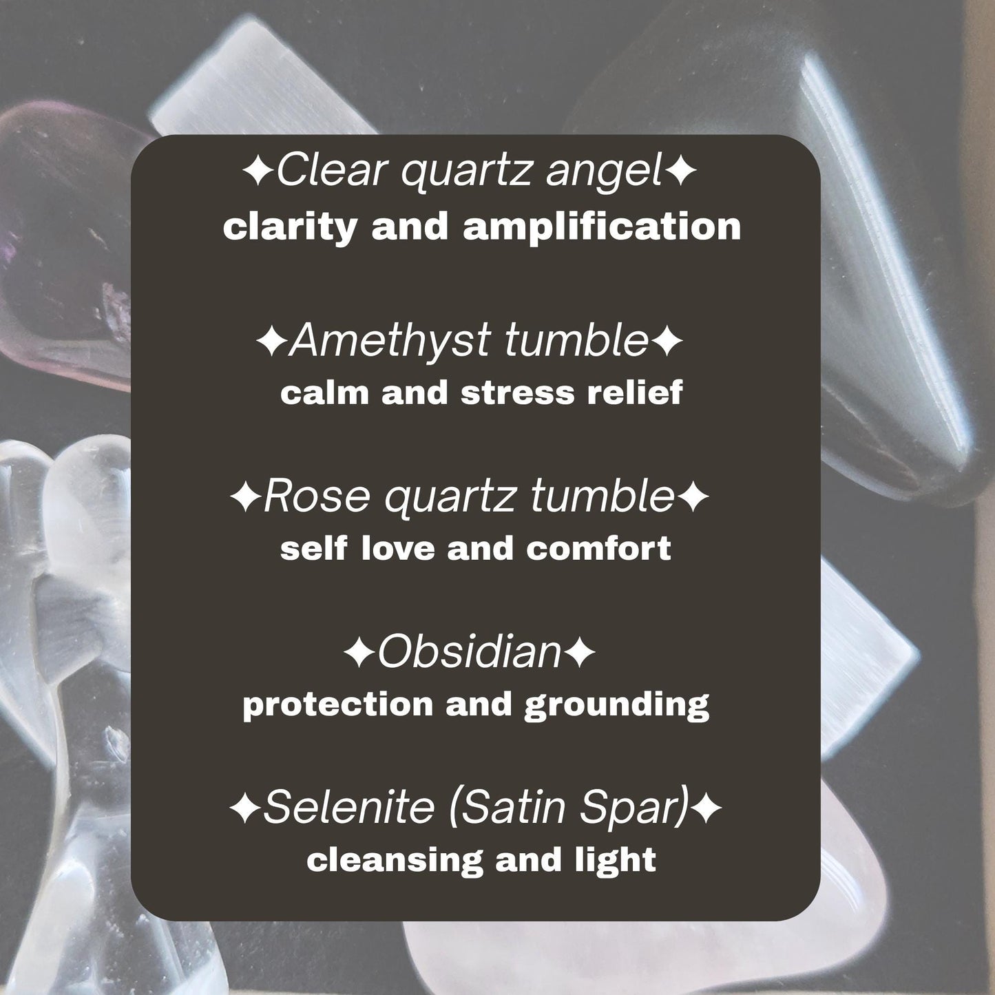 Guardian Angel Crystal Gift Box Clear Quartz Angel Rose Quartz Amethys